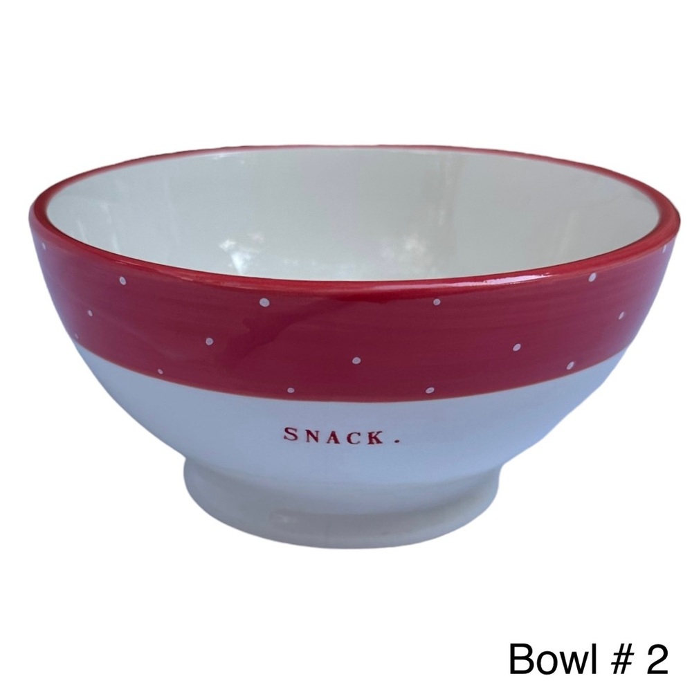 Rae Dunn SNACK Bowl Red White Polka Dot Christmas Valentine’s Day NWT 2017 OG
